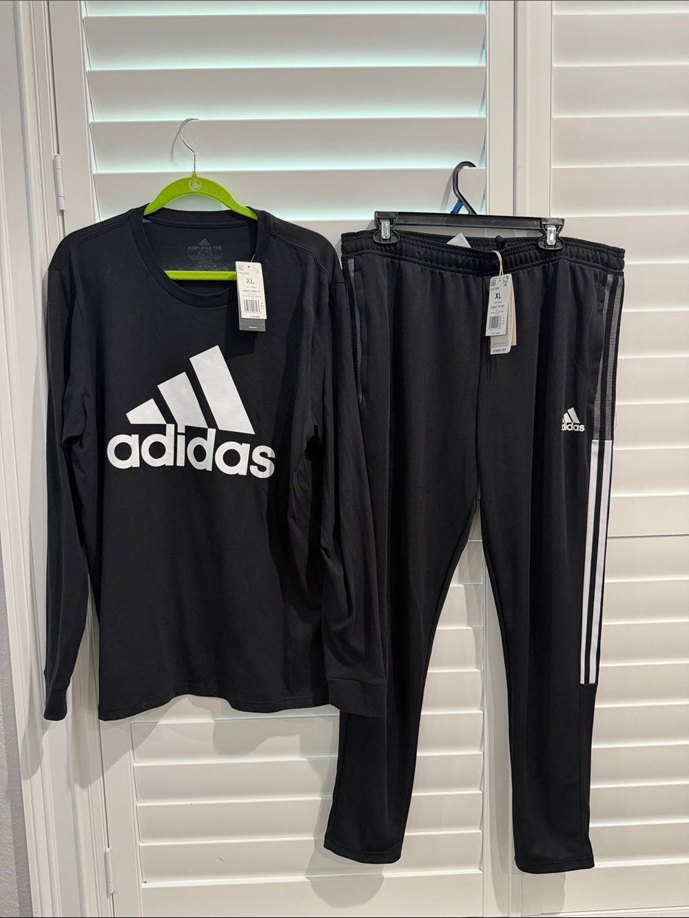 MENS adidas Black and White Logo Long-Sleeve Track Set-XL